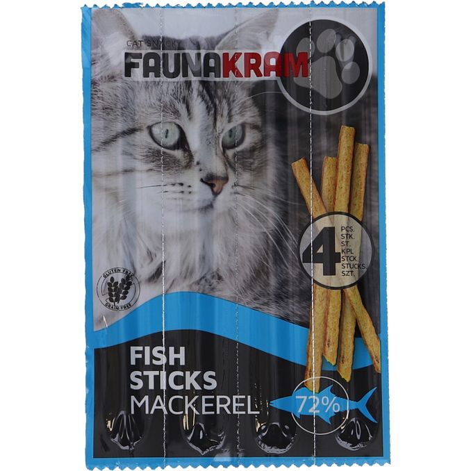 Faunakram Cat Snacks Fish Sticks 72% Makrel