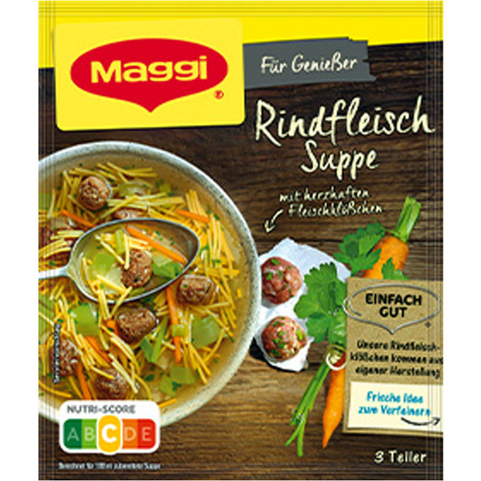Maggi Rindfleisch Suppe mit Fleischklößchen