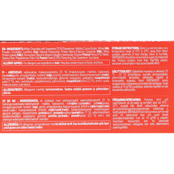 Grenade Proteiinipatukat White Chocolate Salted Peanut 12-pack