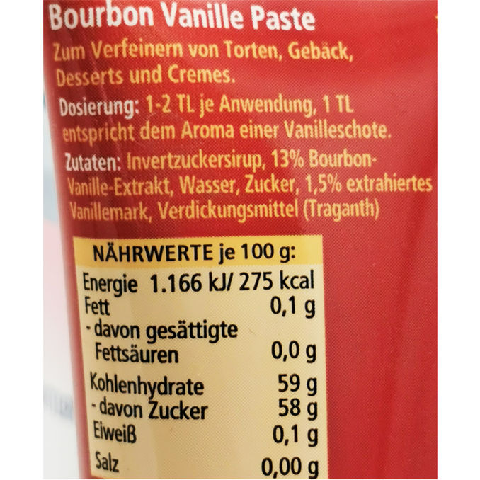 Zutaten & Nährwerte: Bourbon Vanille Paste