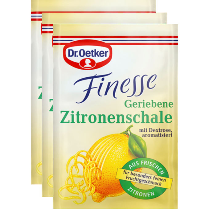 Dr. Oetker Geriebene Zitronenschale, 3er Pack