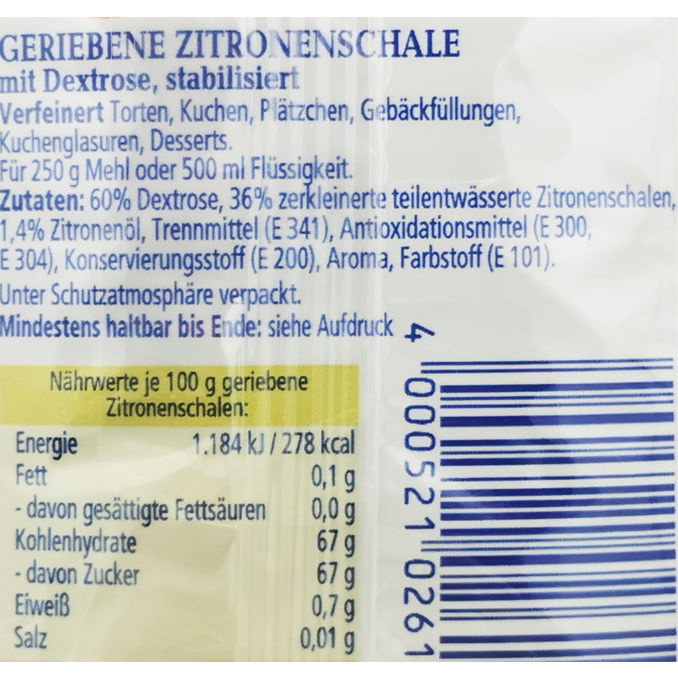 Dr. Oetker Geriebene Zitronenschale, 3er Pack