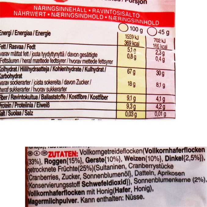 Zutaten & Nährwerte: 5-Korn Müsli Frucht, 32er Pack