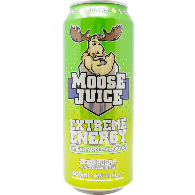 Moose Juice Extreme Energy Zero Sugar Green Apple 500ml, 500ML from