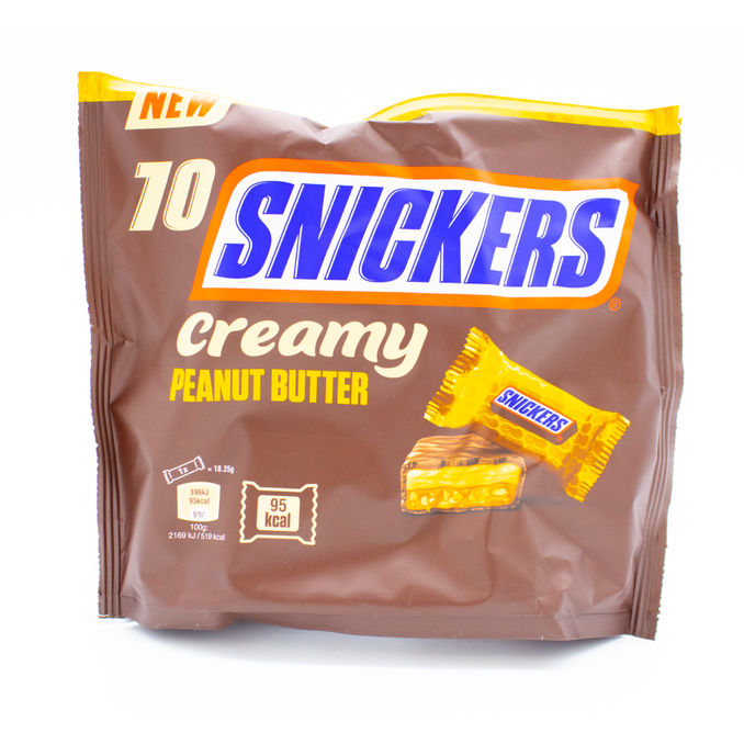 Snickers Creamy Peanut Butter Pouch x 10 bars 182g, 182G from Snickers Motatos
