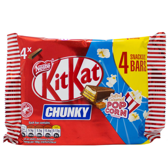 KitKat Chunky Salted Caramel Popcorn 4 pack 4x34g, 4 x 34g from Kit