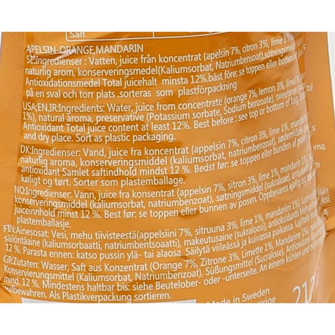 Näringsinnehåll Dryck Mandarin/Apelsin