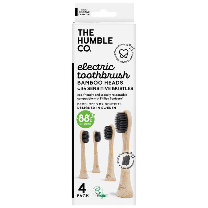 The Humble Co. 2 x Tandbørstehoveder Sensitive Charcoal Sonicare 4-pak