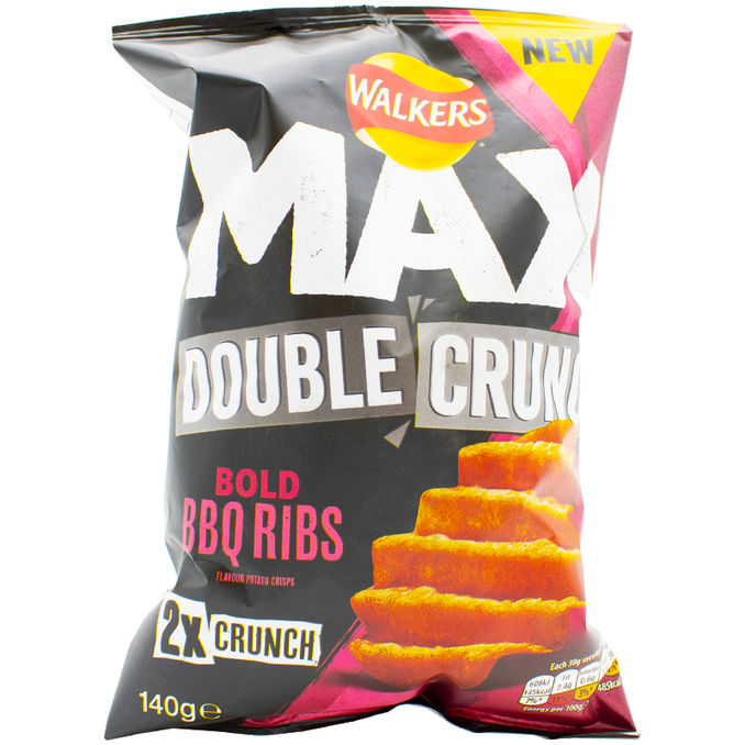 Walkers Max Double Crunch BBQ Ribs 140g, 140G from Walkers Motatos