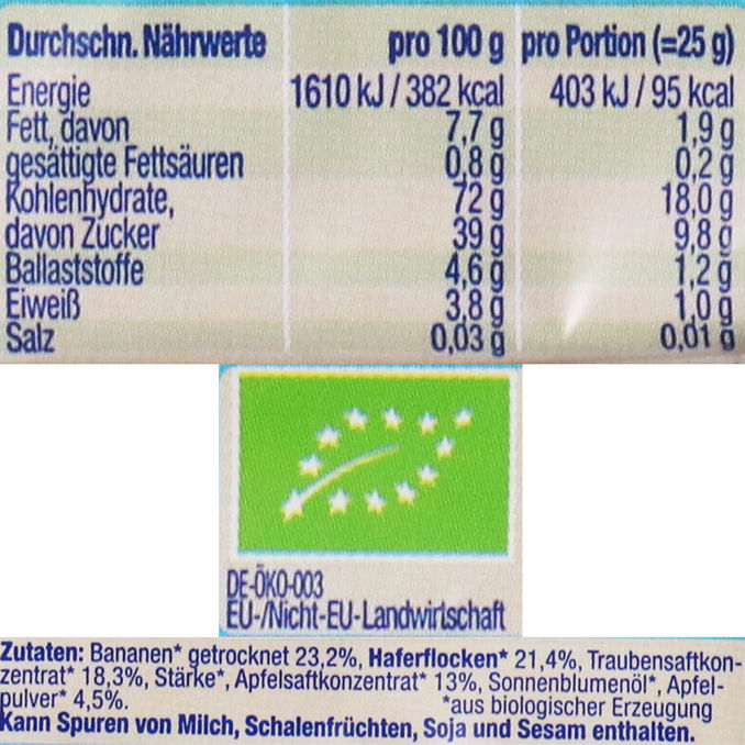 Alete BIO Getreideriegel Traube-Apfel, 25er Pack