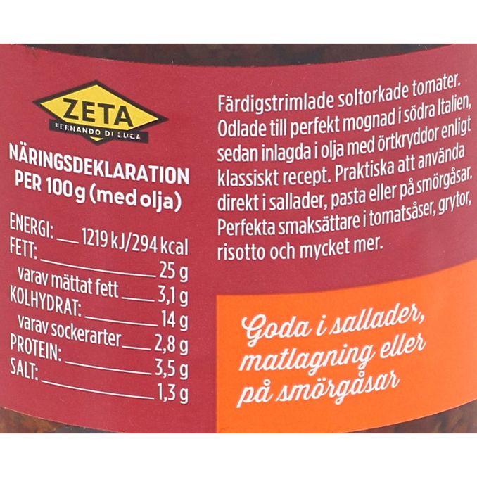 Zeta Strimlade Soltorkade Tomater