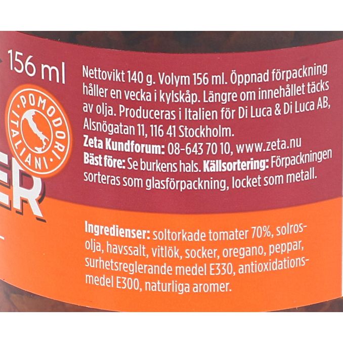 Zeta Strimlade Soltorkade Tomater