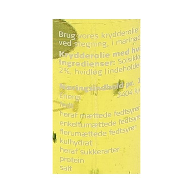 Næringsindhold Krydderolie Hvidløg & Persille
