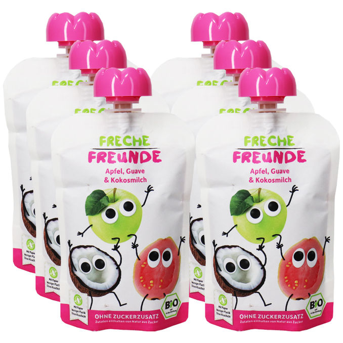 Freche Freunde BIO Quetschie Apfel, Guave & Kokosmilch, 6er Pack