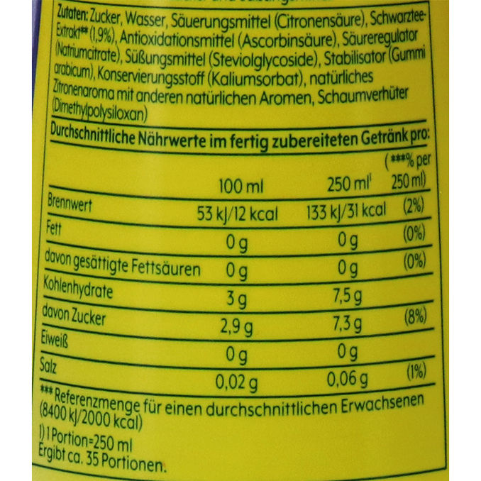 Zutaten & Nährwerte: Getränkesirup Lipton Zitrone Ice Tea