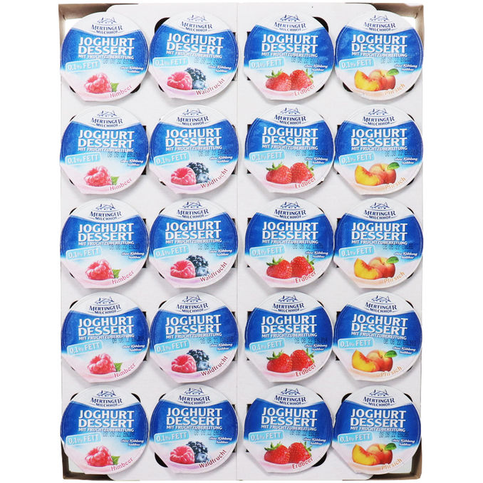 Mertinger Fruchtjoghurt Mix Waldfrucht, Himbeere, Erdbeere & Pfirsich, 20er Pack