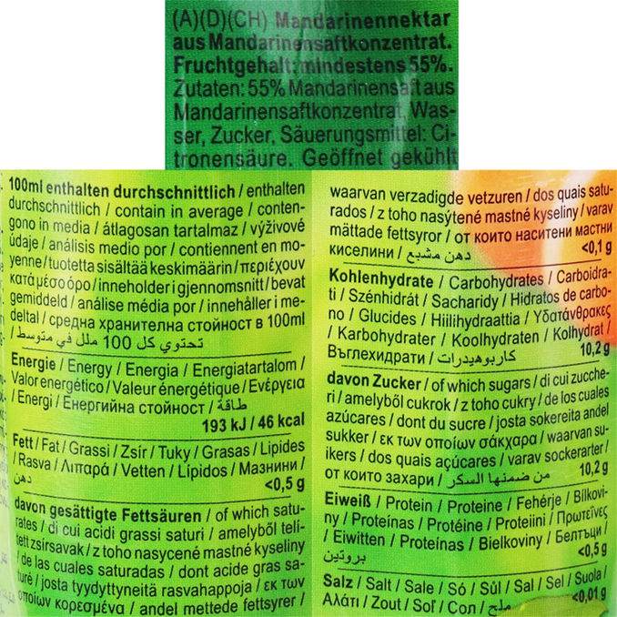 Zutaten & Nährwerte: Happy Day Mandarine, 6er Pack