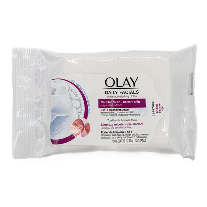 Olay Daily Facials Water Activated Dry Cloths Face Wipes Micellar 7 ...