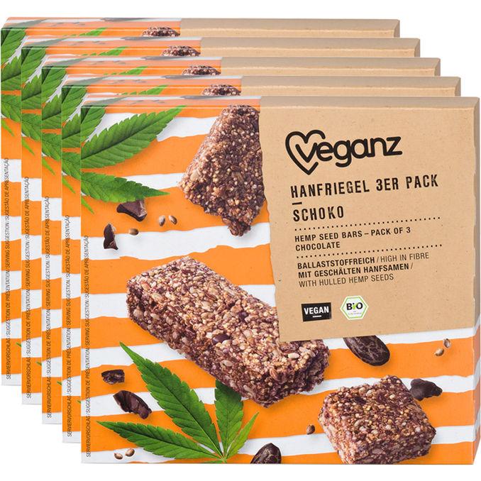Veganz BIO Hanfriegel Schoko, 5er Pack
