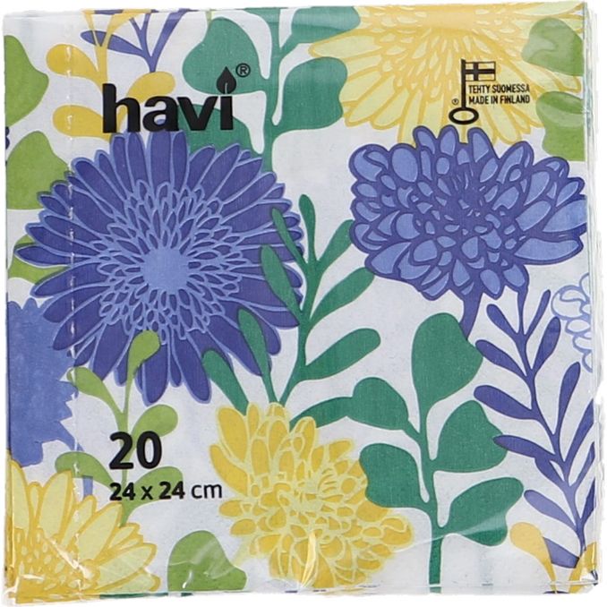 havi 2 x Servetter Blommor Blå 20st