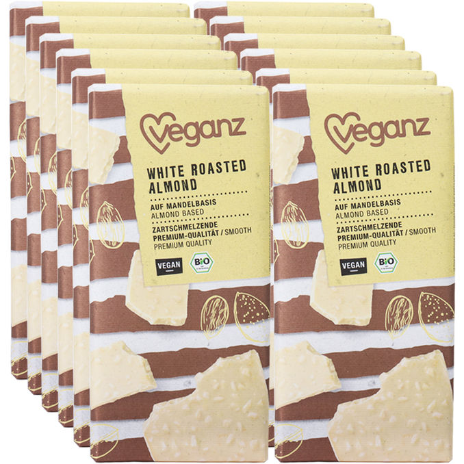 Veganz BIO Weiße Schokolade Roasted Almond, 12er Pack
