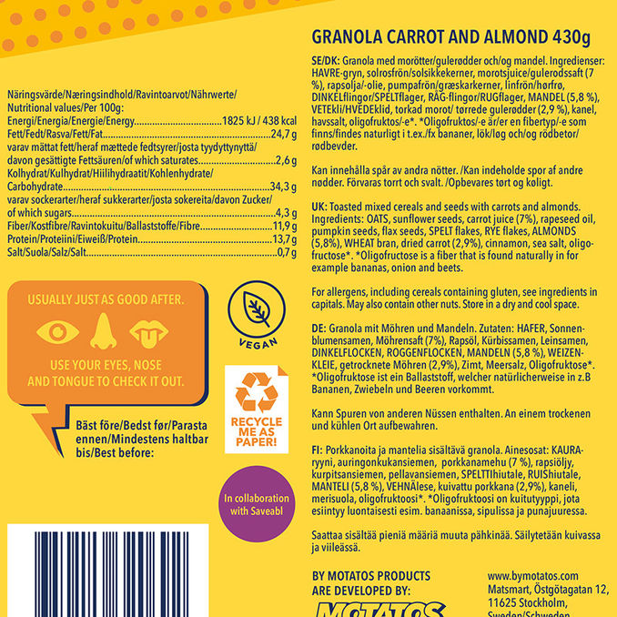 Zutaten & Nährwerte: Carrot Cake Granola