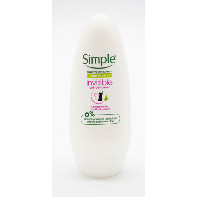 Simple Invisible Antiperspirant Deodorant RollOn 50ml, 50ML from Simple Motatos