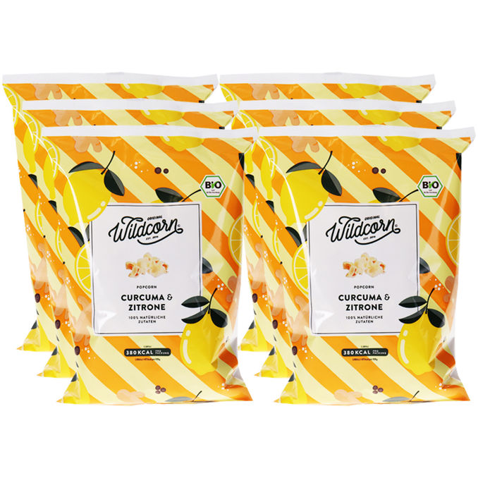 Wildcorn BIO Popcorn Kurkuma & Zitrone, 6er Pack