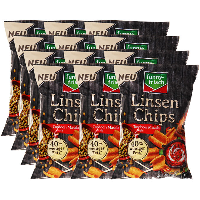 Funny Frisch Linsen Chips Tandoori Masala Style, 12er Pack