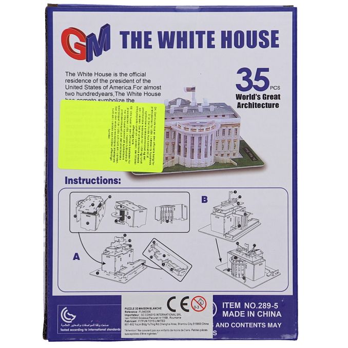 Næringsindhold Det Hvide Hus 3D Puzzle