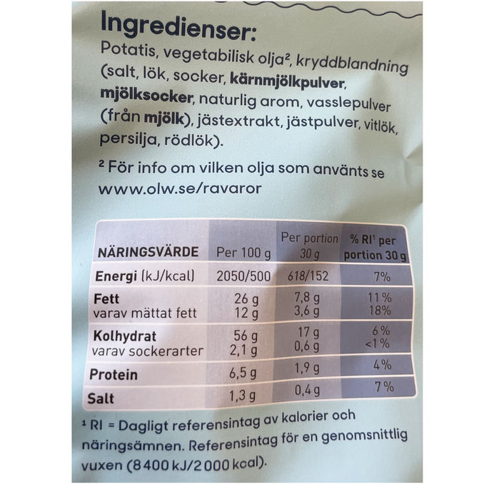 OLW Chips m. Sourcream & Onion