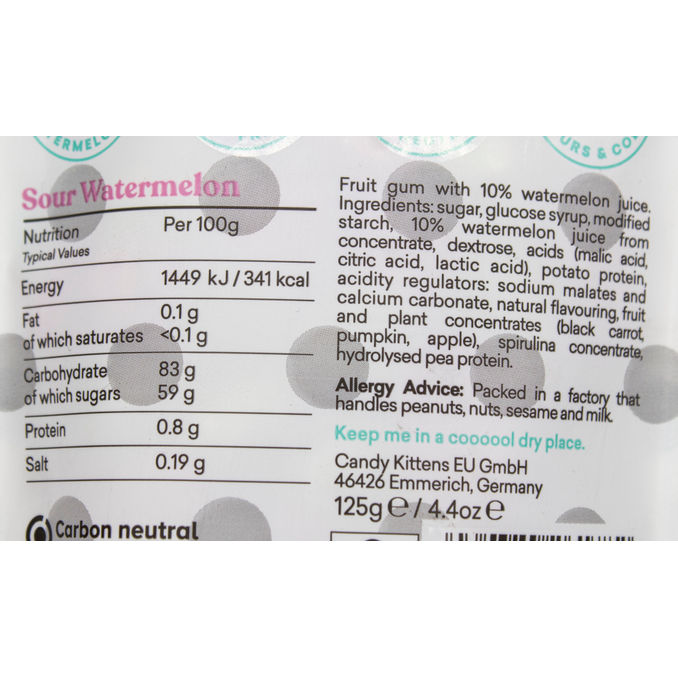 Candy Kittens Gourmet Gummies Sour Watermelon 125g, 125g from Candy