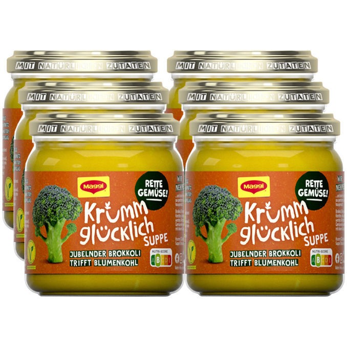Maggi Krumm glücklich Suppe Brokkoli & Blumenkohl, 6er Pack