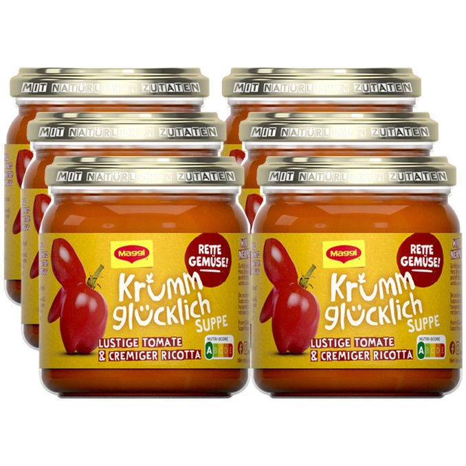 Maggi Krumm glücklich Suppe Lustige Tomate & Cremiger Ricotta, 6er Pack