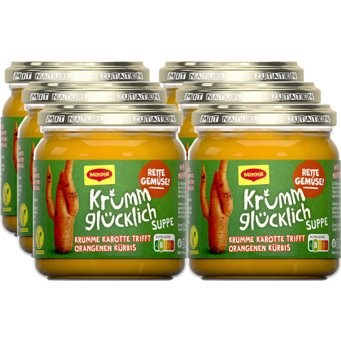 Maggi Krumm glücklich Suppe Krumme Karotte & Oranger Kürbis, 6er Pack