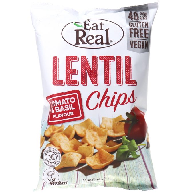 Eat Real Vegane Linsenchips mit Tomate & Basilikum