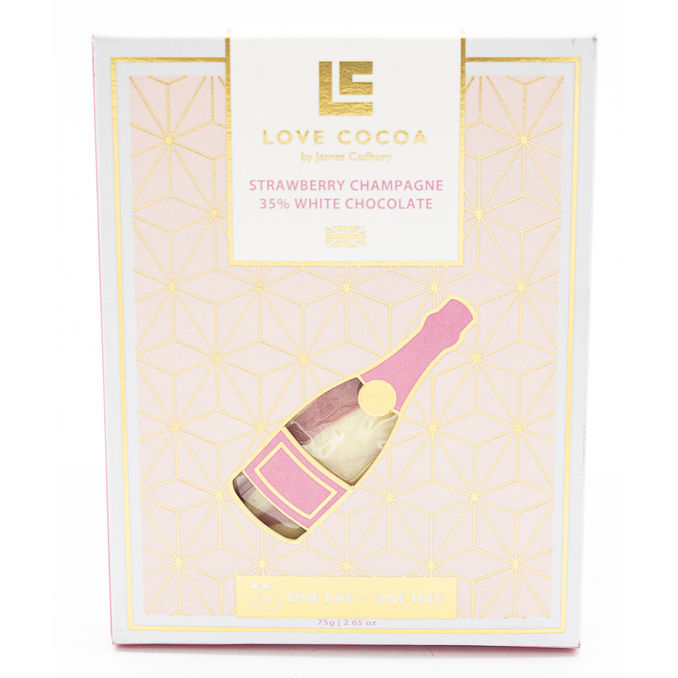 Love Cocoa Strawberry and Champagne White Chocolate Bar 75g, 75G from