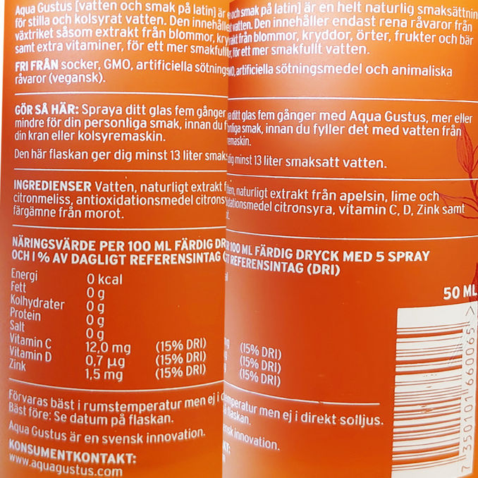 Aqua gustus Smaksättning Vatten Apelsin & Lime
