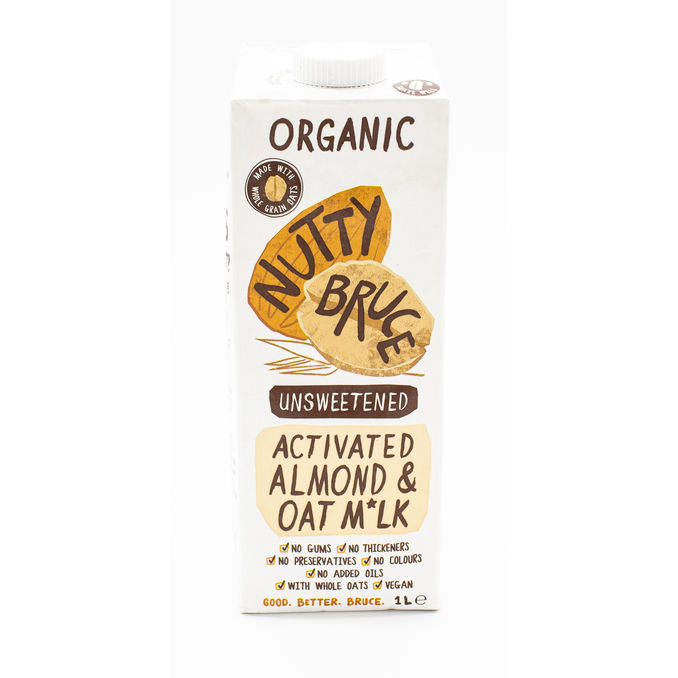 Nutty Bruce Activated Unsweetened Activated Almond & Oat Milk 1l, 250ml