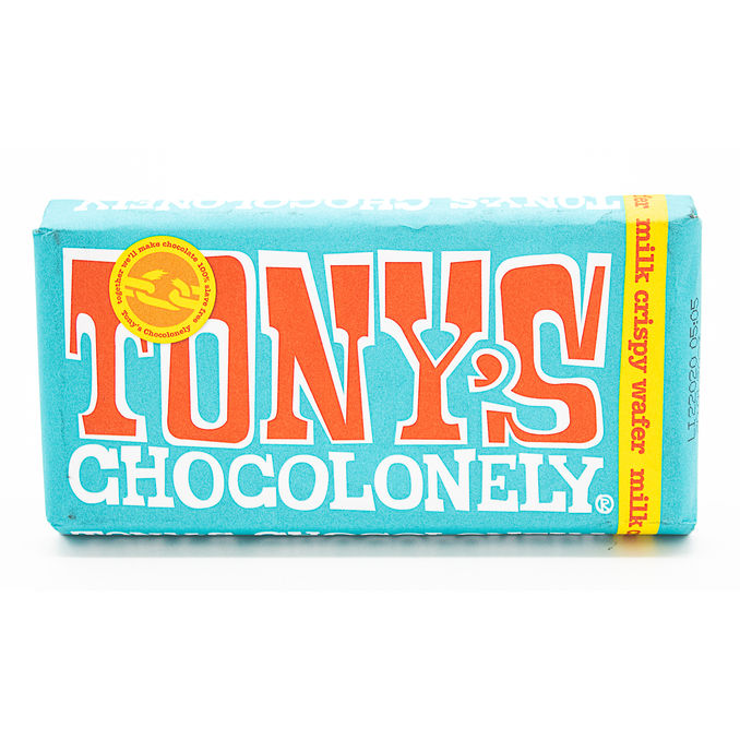 Tony's Chocolonely Fairtrade Crispy Wafer Milk Chocolate Bar 180g, 180g ...