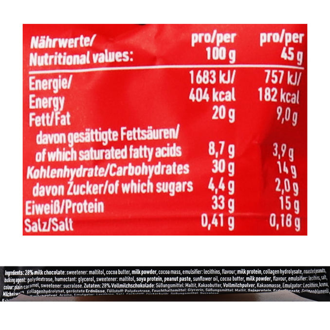 WPT LOWer Carb Proteinriegel Karamell-Erdnuss, 18er Pack