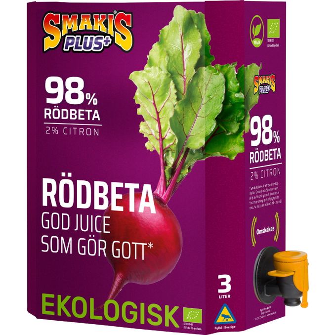 Smakis Plus Øko Rødbedejuice 3L
