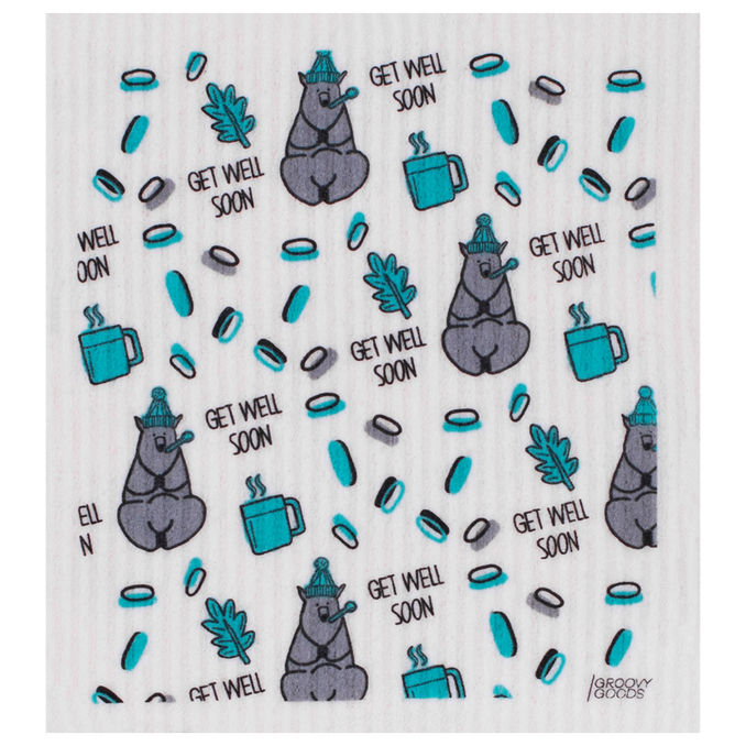 Groovy Goods Ökologisches Schwammtuch "Get Well Soon"