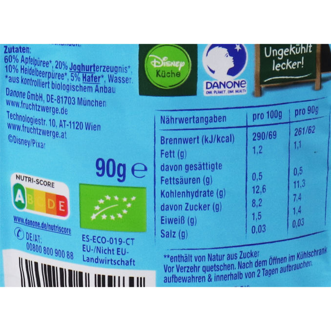 Zutaten & Nährwerte: BIO Fruchtzwerge Quetschies Blaubeere-Hafer, 6er Pack