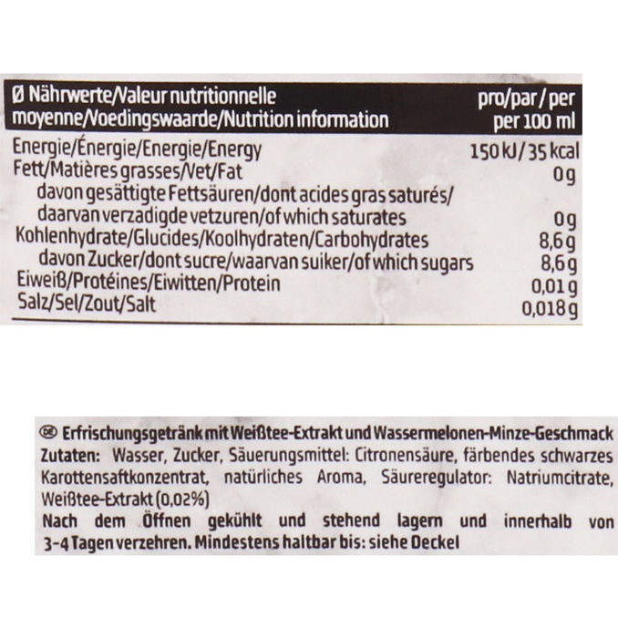 Zutaten & Nährwerte: Eistee Wassermelone-Minze, 8er Pack