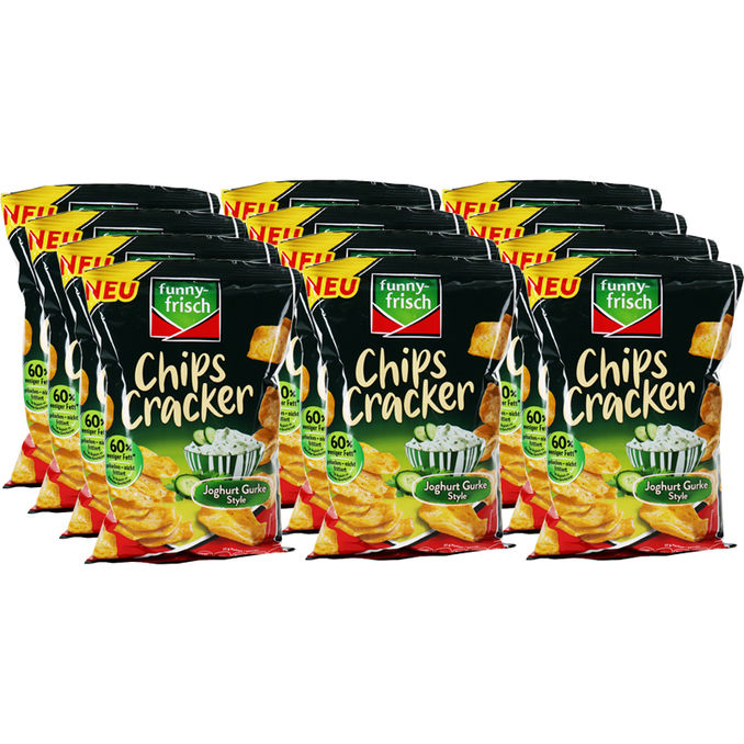 Funny Frisch Chips Cracker Joghurt Gurke Style, 12er Pack