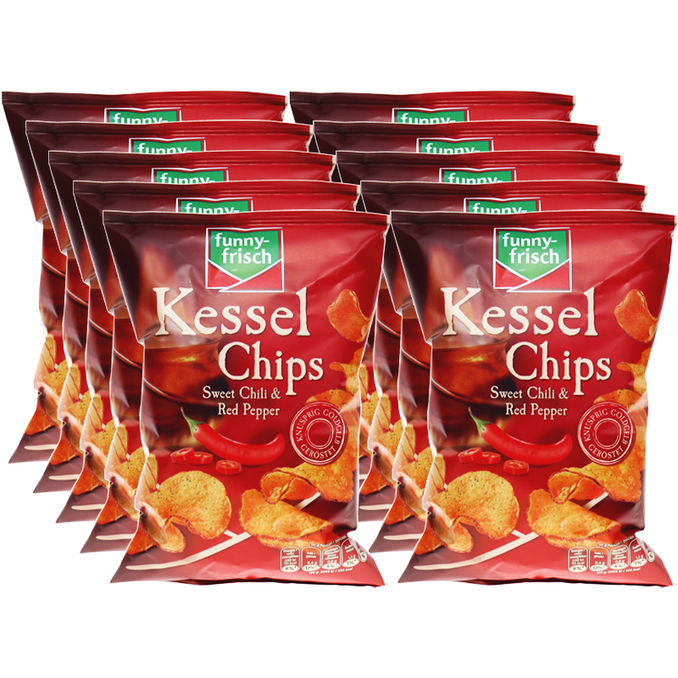 Funny Frisch Kesselchips Sweet Chili & Red Pepper, 10er Pack