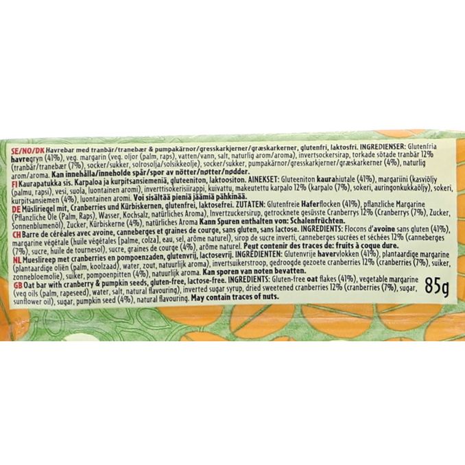 Semper Flapjack Cranberry & Pumpkin Seeds 85g, 85 g fra Semper Motatos