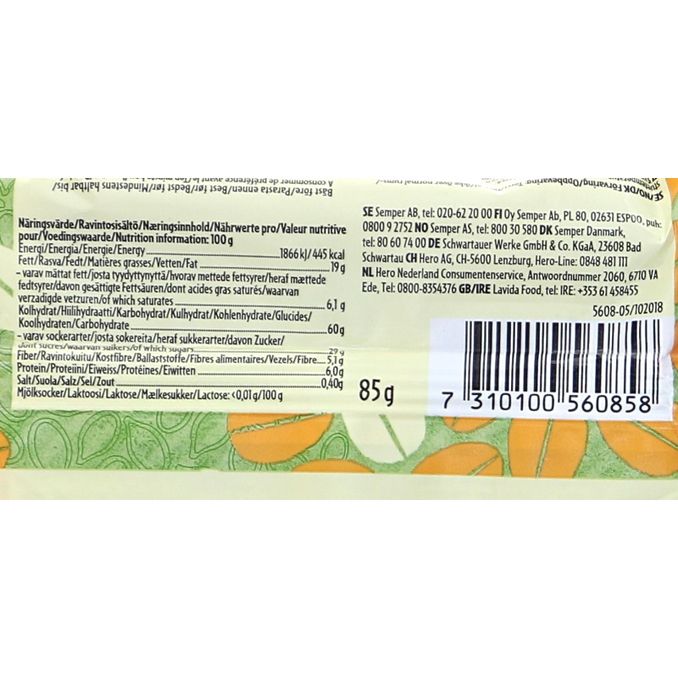 Semper Flapjack Cranberry & Pumpkin Seeds 85g, 85 g fra Semper Motatos