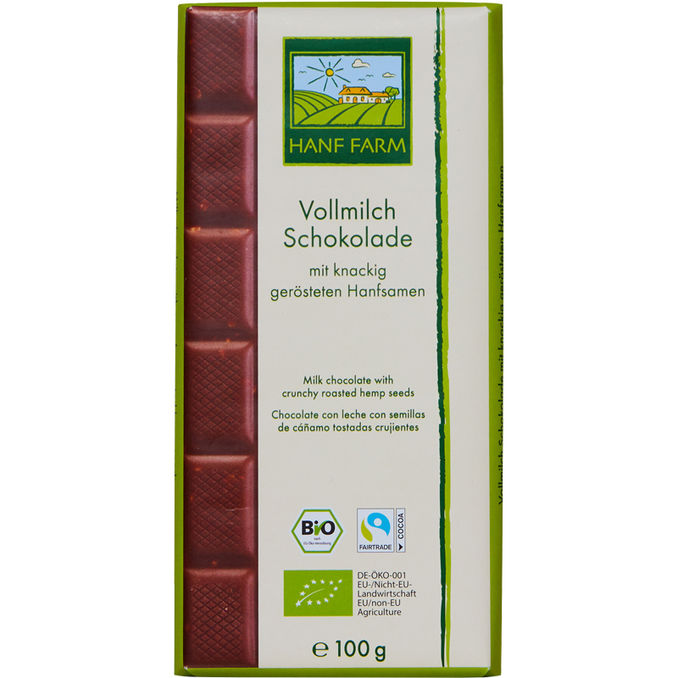 Hanf Farm BIO Vollmilch Schokolade mit gerösteten Hanfsamen